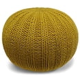 thumbnail image 1 of SIMPLIHOME Pouf Rond en Tricot à la Main Shelby, Repose-Pieds, Rembourré en Coton Moutarde, pour le Salon, la Chambre et la Chambre d'Enfant, Transitionnel, Moderne, 1 of 5