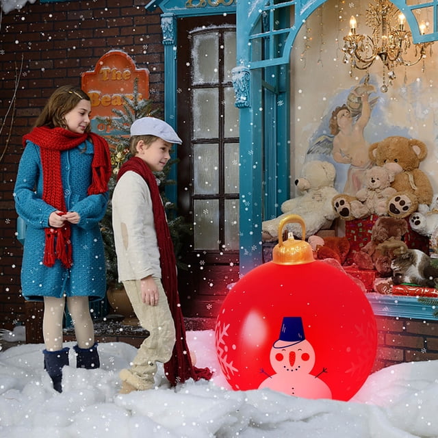 Leutsin Christmas Decorations Outdoor Indoor,Christmas Decorations For Home,60CM Outdoor Christmas Inflatable Decorated Ball Giant Christmas Inflatable Ball Christmas Tree Decorations with Lamp