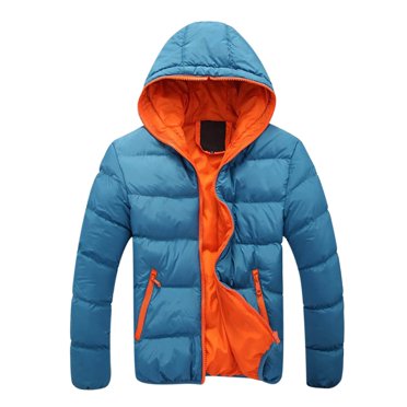 EGNMCR Jackets for Men Men's Fashion Casual And Winter Color Contrast Thick Hooded Cotton Jacket