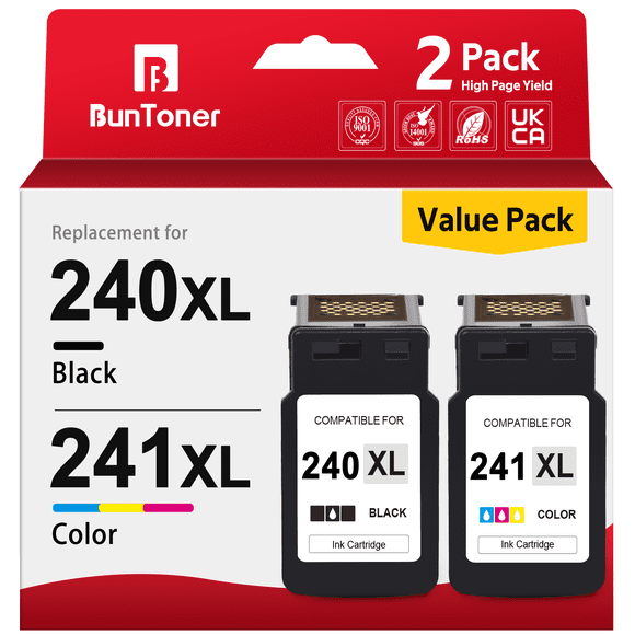 240XL Ink for Canon Ink 240 and 241 for 240XL 241XL for Pixma MG3620 MG3520 MG3220 MX472 MX452 Printer (Black, Tri-Colour)