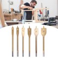 thumbnail image 4 of Flat Drill Bits Set, Durable Hex Shank Incisive Precise Positioning Spade Wood Drill Bit 6PCS  For Woodworking For Carpenter Silver,Golden, 4 of 8