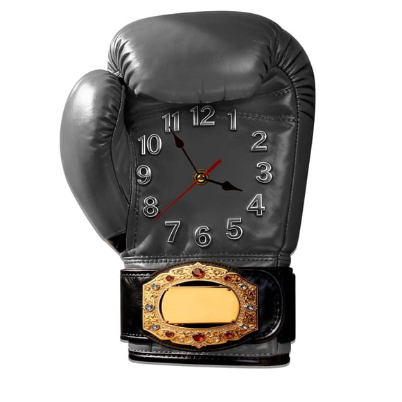 Boxing Gloves Clock Name Belt 2D Acrylic Flat Printing, Sports Themed Flat Decoration for Wall Home Classroom