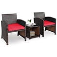 thumbnail image 2 of Costway 3PCS Patio Rattan Wicker Furniture Cushion Sofa Coffee Table Red, 2 of 9