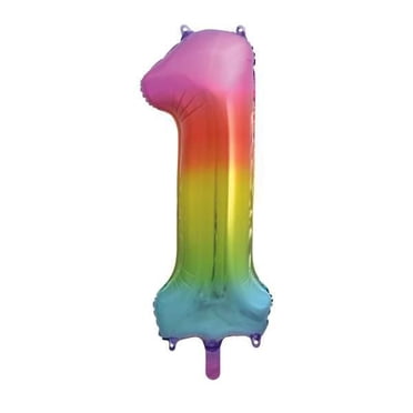 Ballon en aluminium arc-en-ciel, en forme de numéro 1, 34"