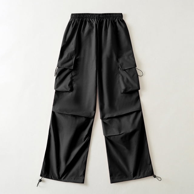 RKSTN Womens Pants Casual New Pants Design Sense Of Casual Sports Pants Drawstring Cargo Pants Wide-leg American Style Multiple Pockets High Waisted Soft Comfortable Straight Leg Pants