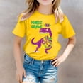 thumbnail image 2 of LUOGENLI T-Shirt pour Filles T-Shirt Décontracté Imprimé Col Rond Manches Courtes T-Shirt Chemise Décontractée Maxi Chemises pour Filles Jaune 3-4 Ans, 2 of 5