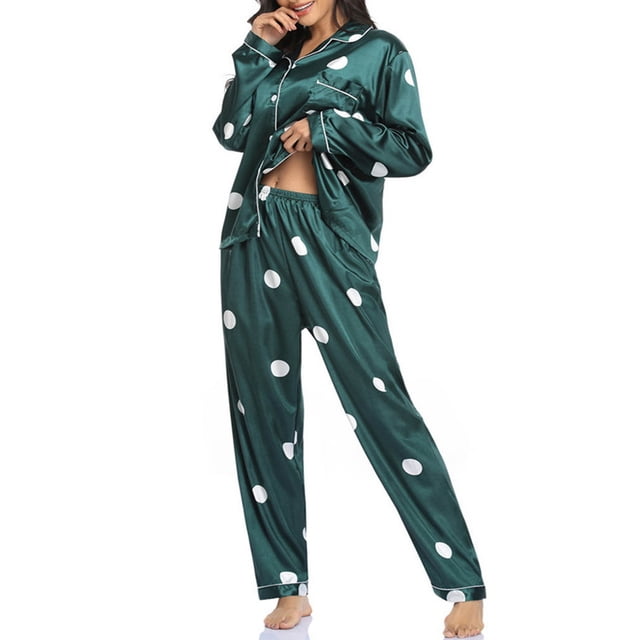 Weiqiqre Pajamas for Women Button Down 2 Piece Silk Pjs Shorts Set Ruffle Notch Collar Sleepwear