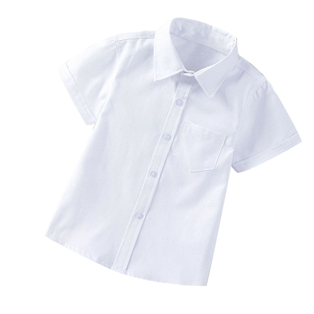 Boys School Uniform Shorts Toddler Boys Fashion Short Sleeve Blouse Solid Color Gentlemans School Uniform Shirt Boys School Uniform Shirts School Uniforms for Boys Shirts