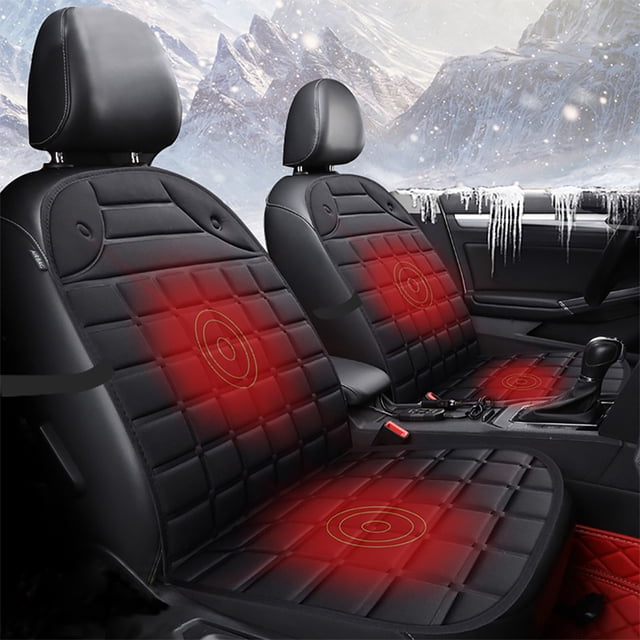 12V Universal Heated Car Seat Black in Color with Temperature Control and Low Power Consumption 1.6m Power Cord Included