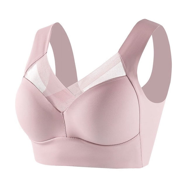 Lace Bralettes Women Back-Smoothing Bra Feature V-Neck Molded Bra Style W-1506 Pinks L