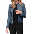 thumbnail image 1 of Kcodviy Femmes Décontracté Uni Veste de Course Complète Fermeture Éclair à Boutons-Pression Col Montant Long Femmes Chandail à Fermeture Éclair Manche Courte Cardigan Ajusté Vestes Léopard pour Femmes Veste Manteau Haut, 1 of 6
