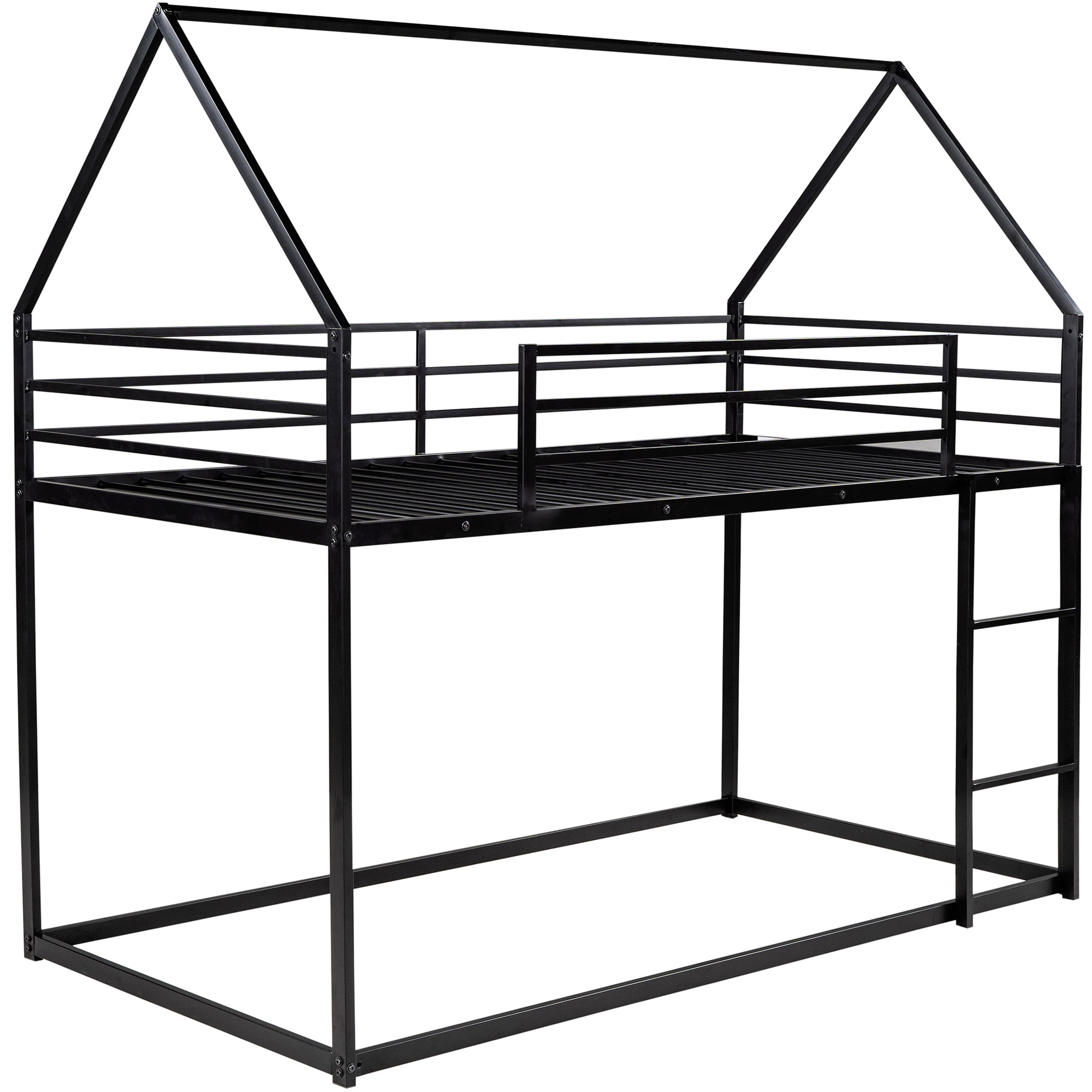 Noble House Twin over Twin House Bunk Bed with Built-in Ladder,Black