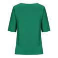 thumbnail image 4 of Yuyuzo Hauts Grande Taille pour Femmes Col Rond T-Shirts à Boutons Été Manches Mi-Longues Décontractés Coupe Ample Hauts, 4 of 5