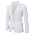 thumbnail image 1 of Hontri Men's Suit Slim Fit , Mens Open Slim Fit One Button Solid Color Suit Jacket White 3Xl, 1 of 3