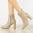 thumbnail image 2 of Unique Bargains Women's Strap Decor Point Toe Block High Heels Ankle Boots, 2 of 7