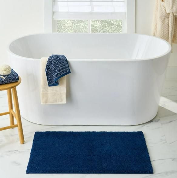 Better Homes & Gardens Ultra Soft Polyester Bath Rug, 20X34, Blue Admiral