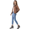 thumbnail image 4 of INSPIRE CHIC Veste de Moto de Motard Légère à Col Montant à Fermeture Éclair pour Femme Brun TP, 4 of 6