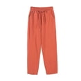 thumbnail image 1 of Timegard Pants for Women Elastic Waisted Drawstring Solid Color Crop Pants Casual Comfy Trousers Pockets, 1 of 2