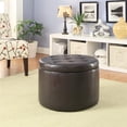 thumbnail image 5 of Convenience Concepts Designs4Comfort Round Ottoman in Espresso Faux Leather, 5 of 5