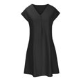 thumbnail image 3 of Robes d'Été Grande Taille pour Femmes 2024 à Col en V Décontractées à Boutons à Manches Courtes Robe Mini Économisez jusqu'à 65 % de Rabais!, 3 of 5