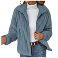 thumbnail image 1 of CEHVOM Women's Spring And Winter New Striped Plush Cardigan Short Coat Clearance, 1 of 6