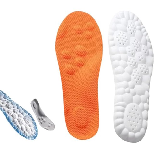 Footstr Insoles, Breathable Soft Foam Shoe Insole, 4D Cloud Tech Sports Insoles with Arch Support for Men, Orthopedic Shock Absorption Inserts for Running, Walking, Work Shoes(Orange 1 CPS,6.5-7.5)