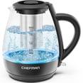 thumbnail image 1 of Chefman Fast Boil 1.7L Electric Glass Kettle w/ Tea Infuser, Removable Lid - Black, New, 1 of 9