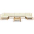 thumbnail image 2 of vidaXL 8 Piece Garden Lounge Set with Cream White Cushions Bamboo, 2 of 12