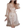 thumbnail image 2 of Tawop Peignoirs Kimono pour Femmes Ensemble de Pyjamas pour Femmes Peignoir Robe Décontractée Nuisette pour Femmes Beige m, 2 of 4