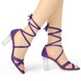 thumbnail image 2 of BLISSFUL STEP Women's Lace-Up Clear Block Heel Sandals, 2 of 6