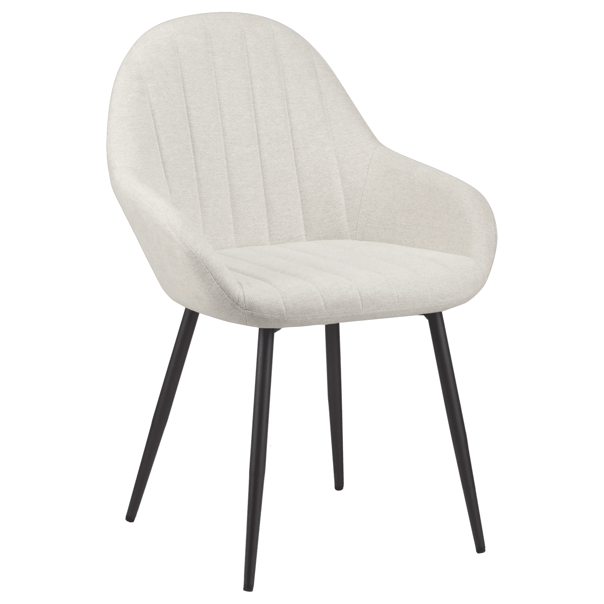 Chaise de salle à manger avec accoudoirs en tissu crème et pattes en métal Bouclair