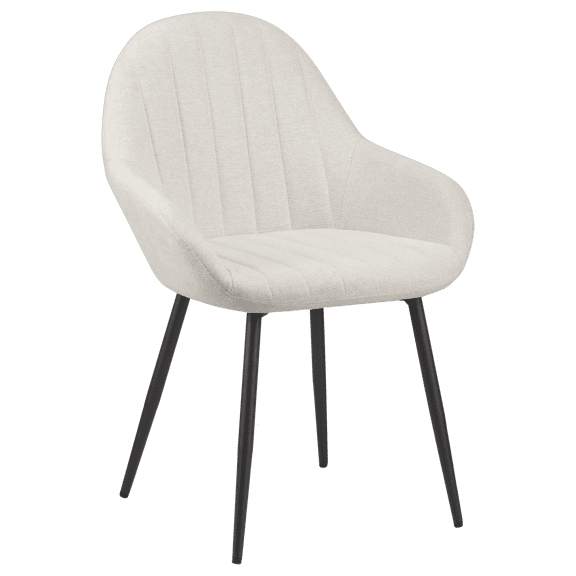 Chaise de salle à manger avec accoudoirs en tissu crème et pattes en métal Bouclair