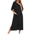 thumbnail image 1 of Zip Up Robe for Women Long Housecoat Soft Nightgown with Pockets, 1 of 6