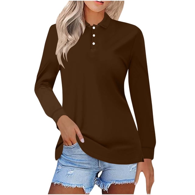 asjyhkr Plus Size Womens Long Sleeve Shirts Button Summer Tops Trendy 2025 Work Business Causal T Shirts
