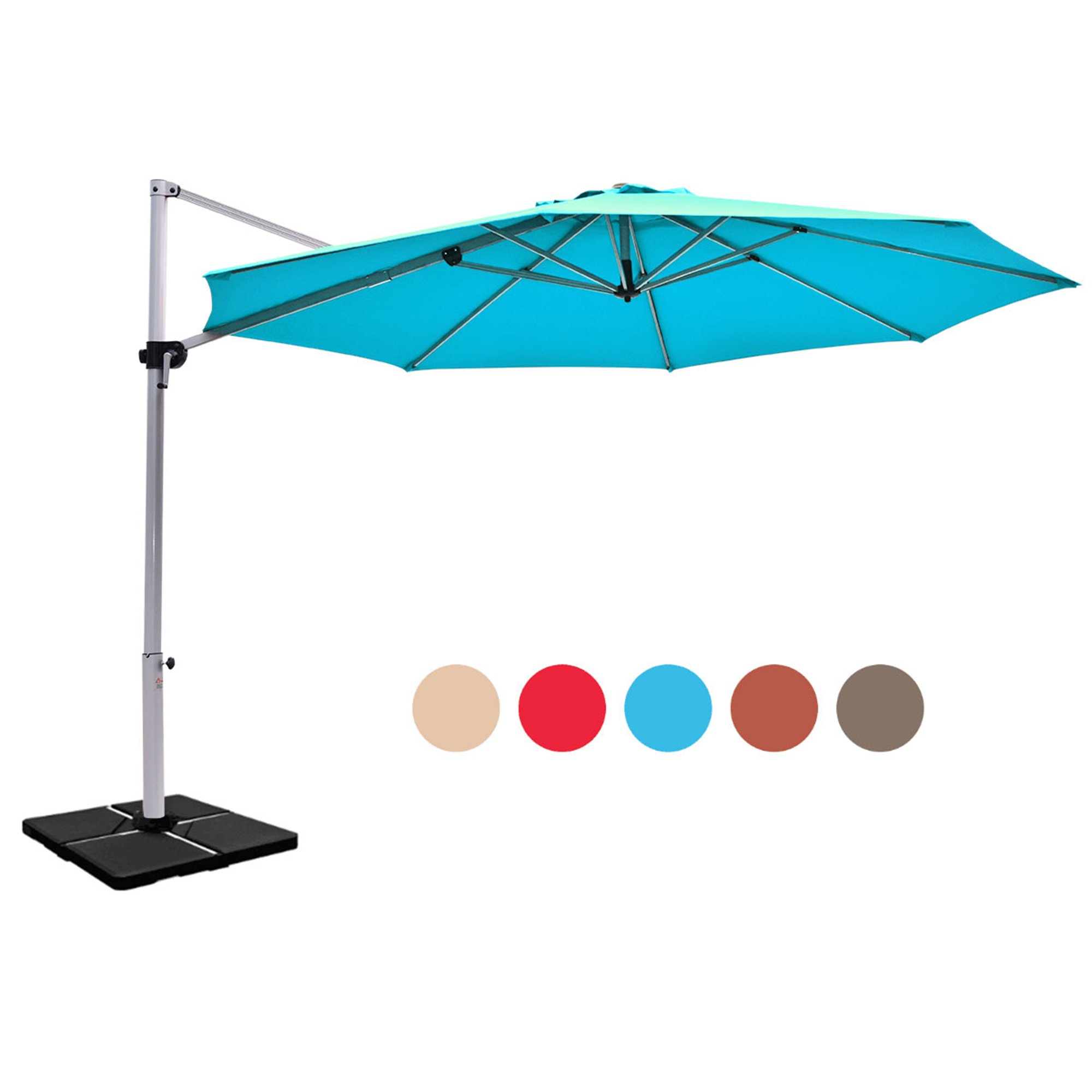 gymax 11ft patio offset hanging cantilever umbrella 360 degree tilt Outsunny with Base Crank Brown And it has a dual top design with a functional wind vent on the top for air circulation Gymax 10FT Offset Hanging Umbrella