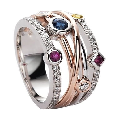 XZNGL Bagues pour Femmes Bijoux Bagues Magnifiques Femmes Fleur Bague en Cuivre Bijoux Taille 6-10 Belle Bague Bijoux