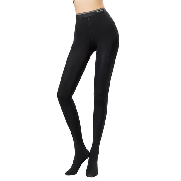 Warm Opaque Fleece Lined Tights For Women High Waist Elastic Thick Thermal Tights
