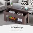 thumbnail image 4 of NiamVelo Table Basse en Bois à Plateau Relevable avec Compartiment Caché et Tablette de Rangement pour Salon, Espresso, 4 of 8
