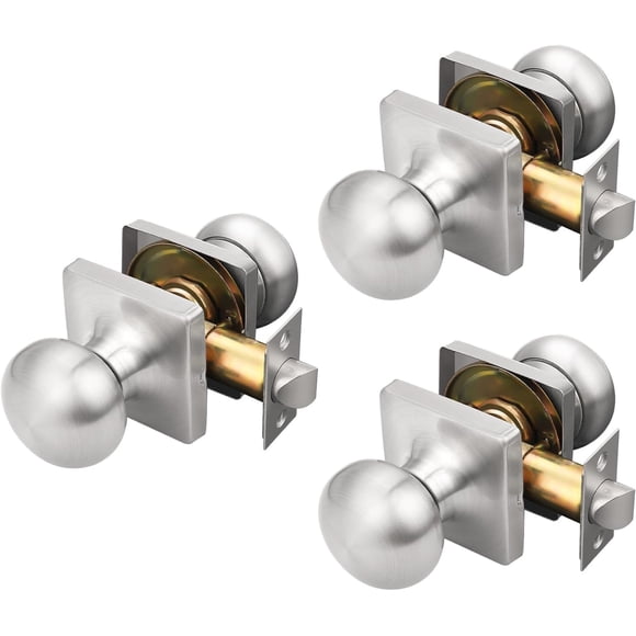 Round Passage Door Knobs Interior Matte Door Knobs Indoor Keyless Non-Locking Handle Set for Hallway or Closet Doors Reversible for Right/Left Handed Door