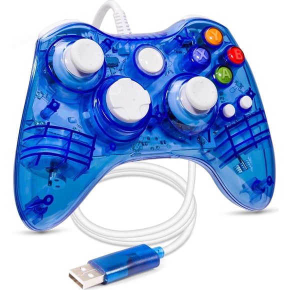 Manette Filaire USB LUXMO Afterglow pour Microsoft Xbox 360 Console PC Win 7 8 10 Bleu