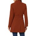 thumbnail image 3 of INSPIRE CHIC Manteau Trench Long Classique d'Hiver pour Femme à Col Montant avec Ceinture à Nouer S Rouge Brun, 3 of 6
