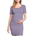 thumbnail image 2 of Ovzne Robes pour Femmes Robe Femme à la Mode Imprimée Plissée Jupe de Maternité à Manches Courtes Col Rond Robe Mi-Mollet Robe d'Été à Manches Courtes Imprimée Liquidation, 2 of 6