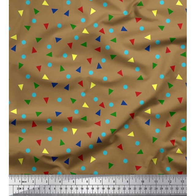 Soimoi Rayon Fabric Dot & Triangle Geometric Printed Craft Fabric by The Yard 56 Inch Wide
