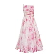 thumbnail image 4 of FcBaudy Robe Camis Sans Manches à Col en V, Robes d'Été pour Femmes, Robes pour Femmes à Bretelles Sans Bretelles en Chiffon Sans Manches Imprimées Robe Botanique Florale Robe Femme, 4 of 5