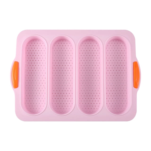 Dvkptbk Bread Mold Loaf Pan Set of 1 with Four Buns French Bread Loaf Pan Bread Pan Non-Stick Pan Easy to Release Household Food Baking Breakfast Romantic Dinner Tool Kitchen Gadgets