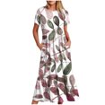 thumbnail image 1 of Pisexur Robe à Manches Courtes Col Rond Mode Femme Robe Imprimée Col Rond Blouse Femme, 1 of 4