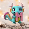thumbnail image 4 of Fridja Personalized Dinosaur Christmas Ornament 26 Letters Hanging Pendant Ornaments 2024 Plastic Initial Monogram Xmas Tree Decorations with Hanging Rope Unique Customized Fun Gift for Kids (M), 4 of 4