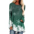 thumbnail image 1 of Innerwin T-Shirt de Noël à Manches Longues Femmes Tee Vacances Flocon de Neige Impression Mode Xmas Tops Vert 3XL, 1 of 2