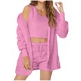thumbnail image 1 of Ensemble de Pyjama 3 Pcs pour Femmes Ensemble de Pyjama en Polaire Chaude Tenues à Capuche Sans Manches Crop Tops Shorts Pjs, 1 of 7