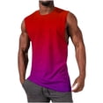 thumbnail image 2 of Sentmoon Men's Tank Shirts Summer Sleeveless Crew Neck Men Undershirts Gradient Color Loose Fit Plus Size Running Workout Tank Tops for Men Hawaiian for Layering Under Shirts Wine XXL, 2 of 5